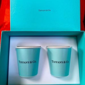 Tiffany & Co Two Coffee Cups Bone China in Box